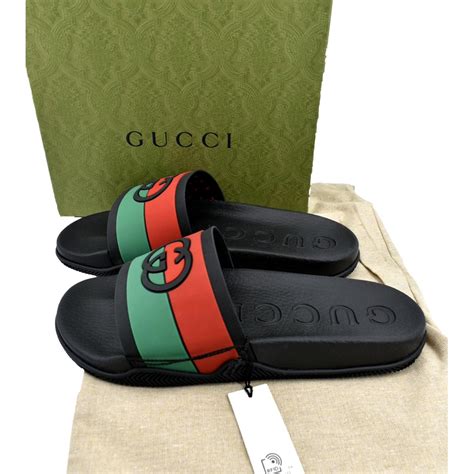 gucci interlocking g rubber slides|gucci slides clearance.